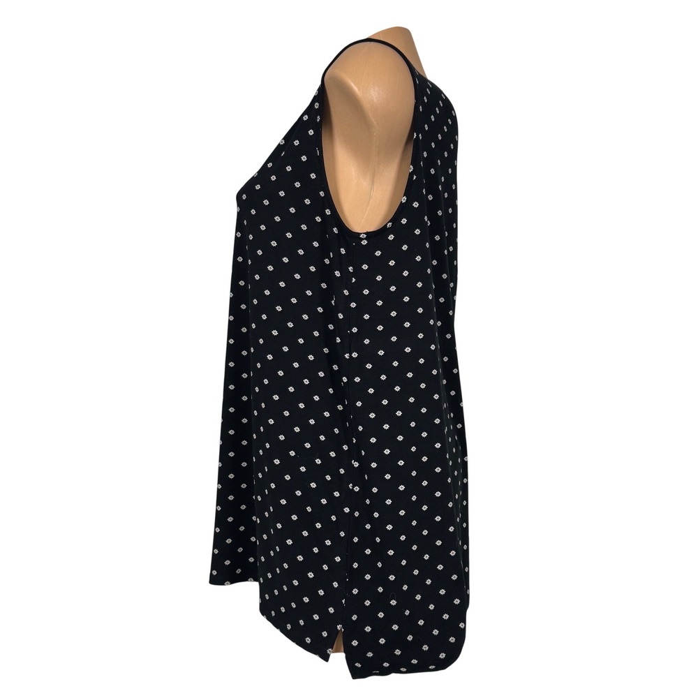 J. Jill Wearever Sleeveless Tunic Top Black White Daisy Floral Scoop Neck Large - Picture 5 of 9
